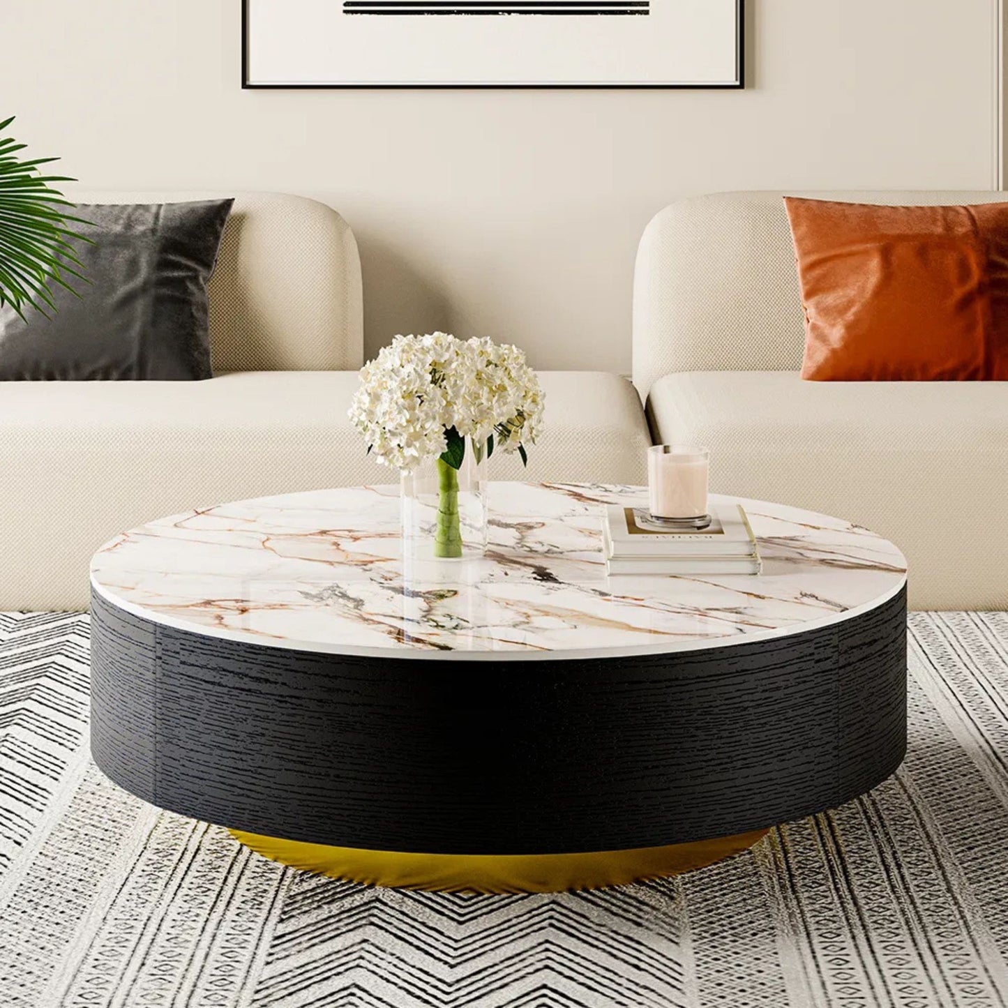 Modern Round Storage Coffee Table