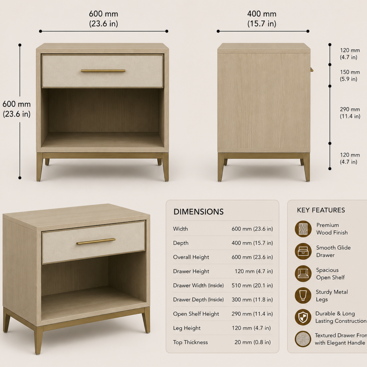 Modern Open-Shelf Nightstand