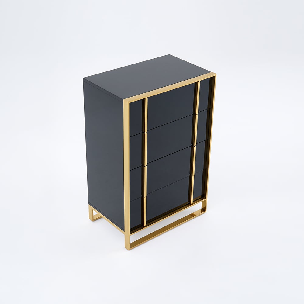 Modern Black & Gold Chest of Drawers