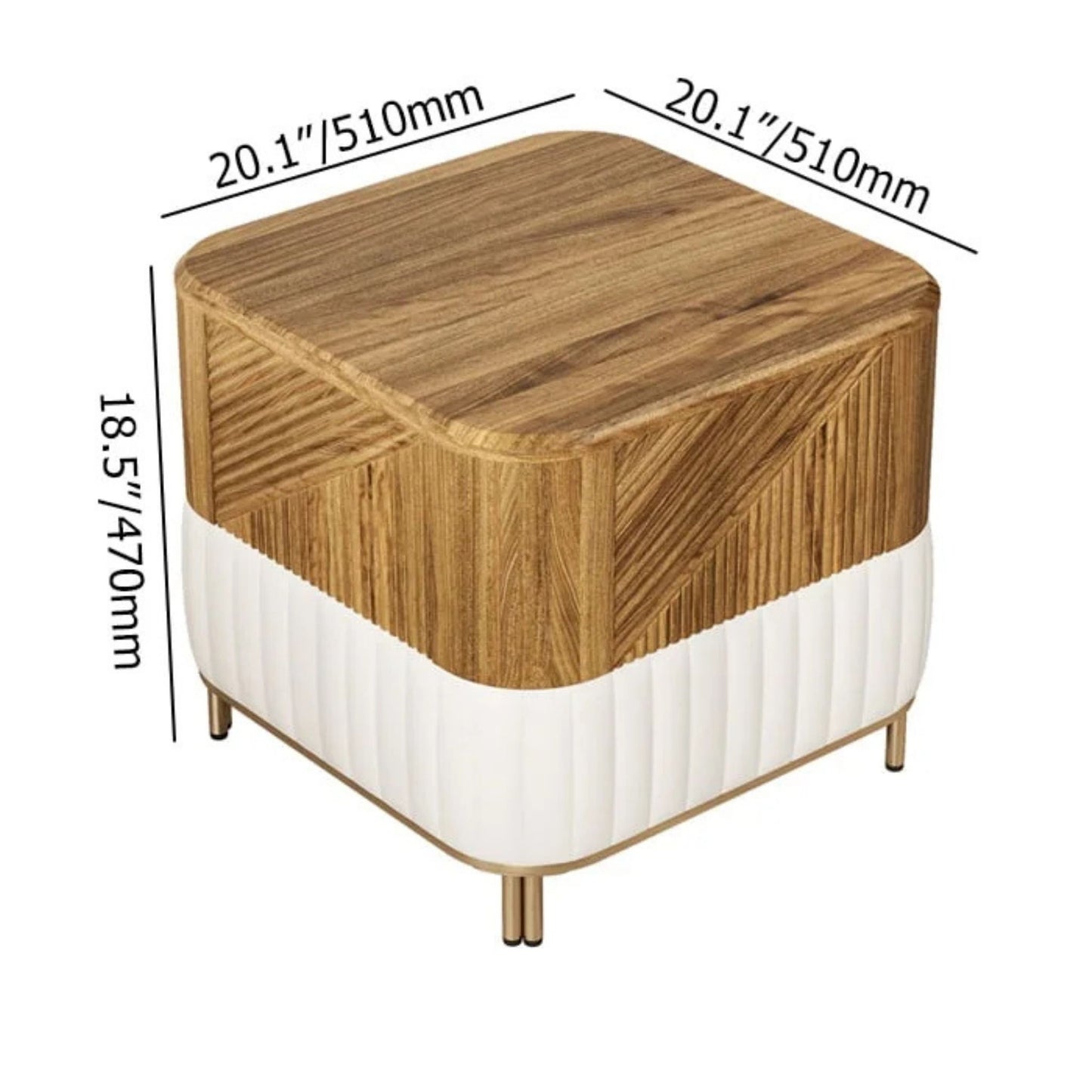 Modern Wood & White Nightstand with Storage Cabinet