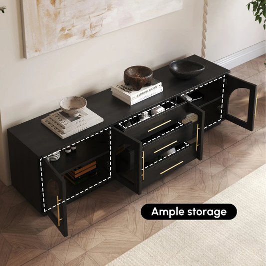 Modern Black TV Stand with Ample Storage