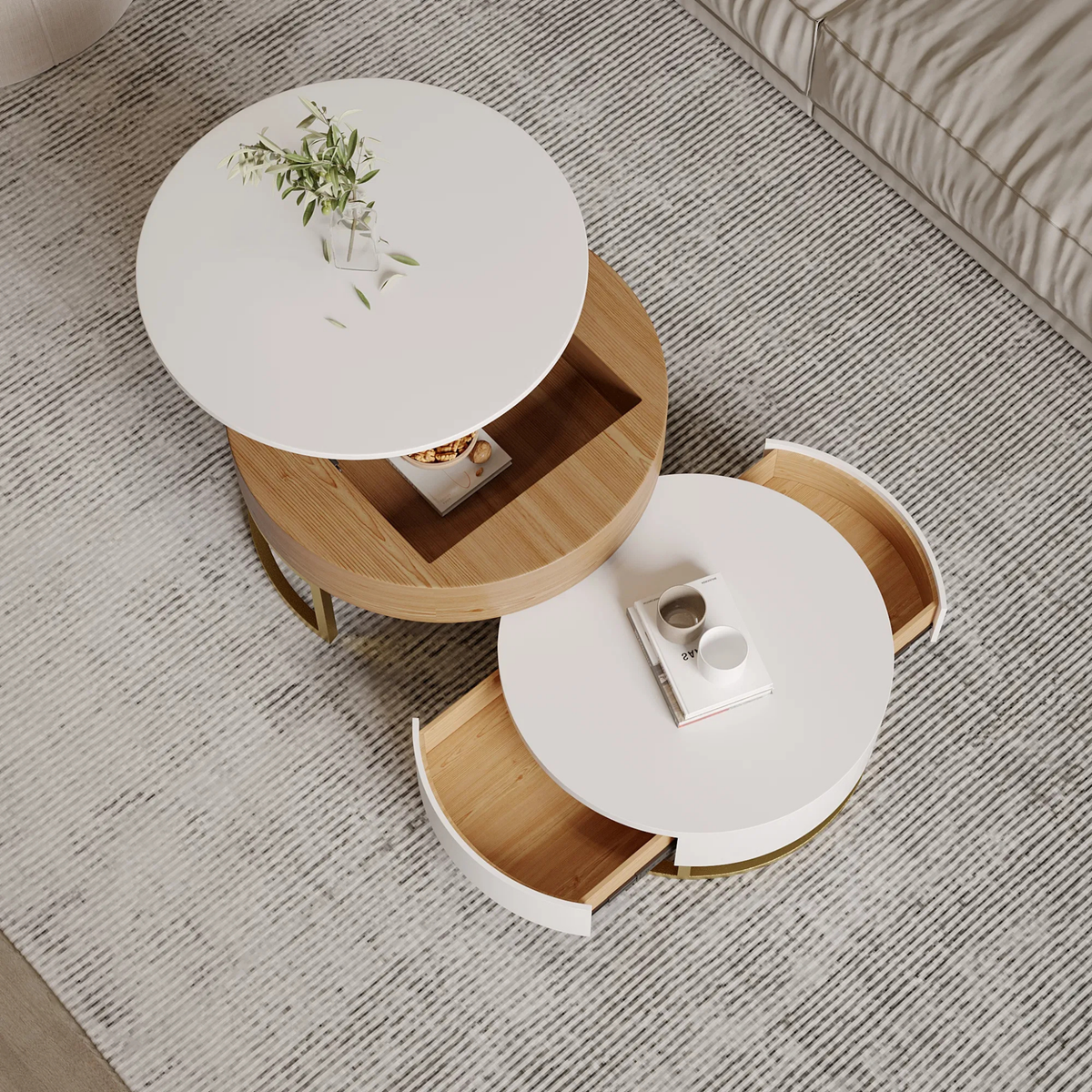 Modern Lift-Top Nesting Coffee Table Set