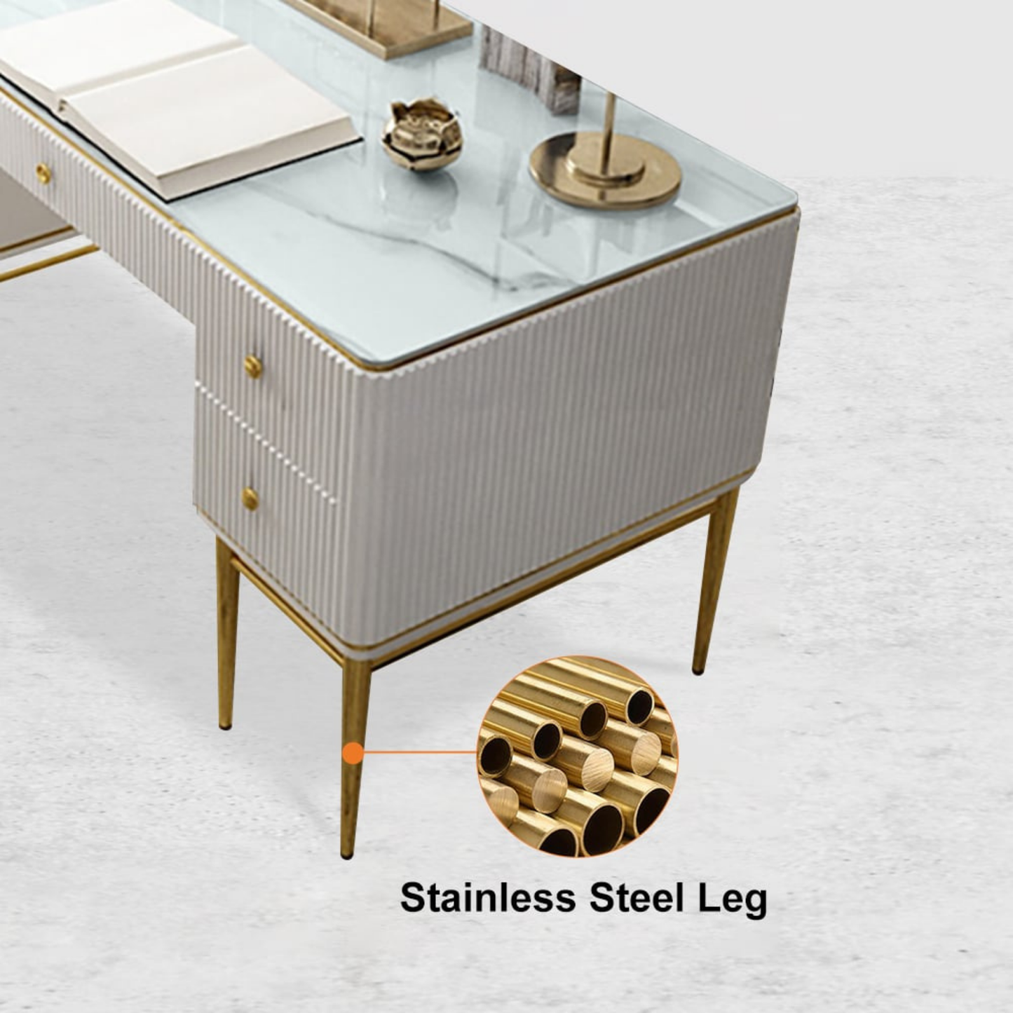 Executive Office Desk with Drawers White Home & Office Furniture (55.1'')
