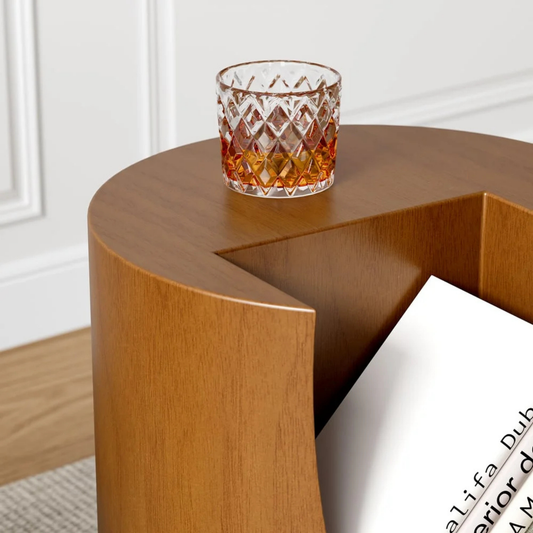 Modern Round Accent Table with Open Book Storage