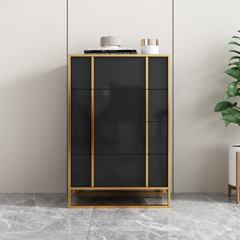 Modern Black & Gold Chest of Drawers