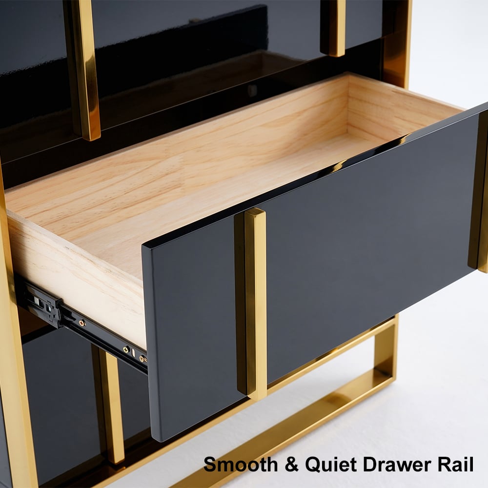 Modern Black & Gold Chest of Drawers