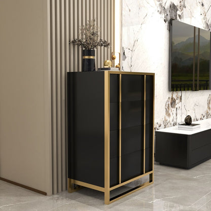 Modern Black & Gold Chest of Drawers