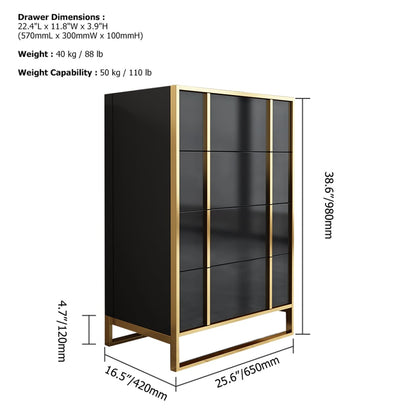 Modern Black & Gold Chest of Drawers