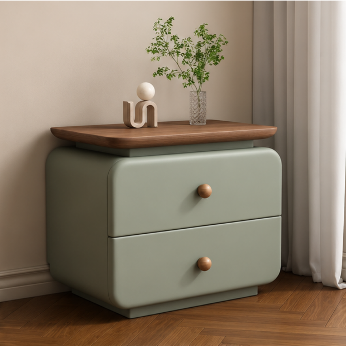 SageCurve Bedside Table