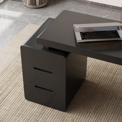 Mular 47" Rectangular Black Desk with 3 Drawers