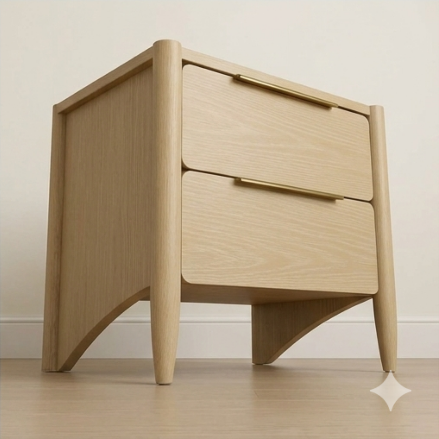 Scandinavian Oak 2-Drawer Nightstand