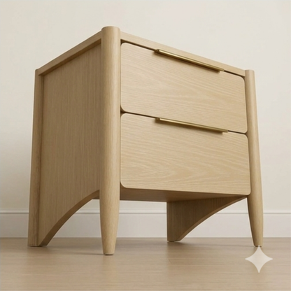Scandinavian Oak 2-Drawer Nightstand