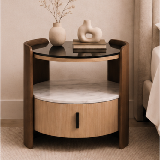 Noir Marble Bedside Table