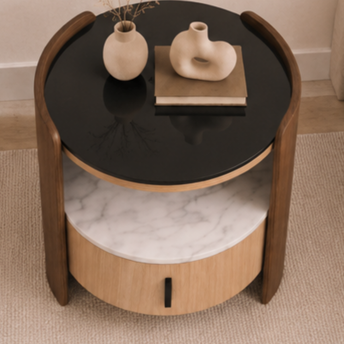 Noir Marble Bedside Table