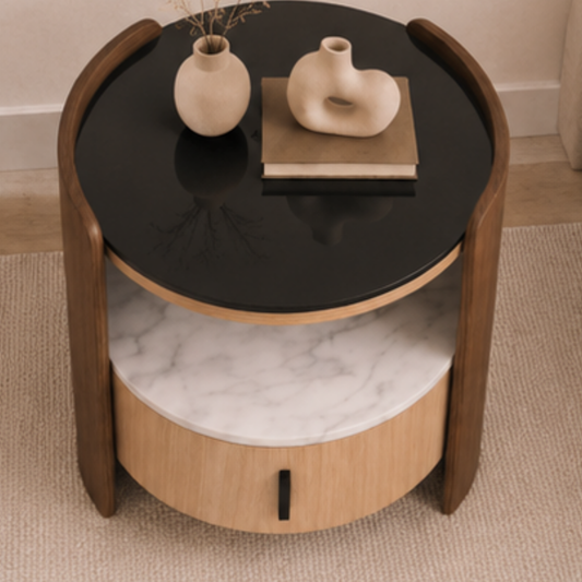 Noir Marble Bedside Table