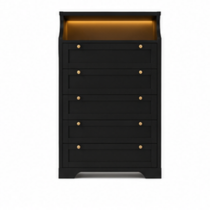 Midnight Haven 5-Drawer Chest with Display Shelf