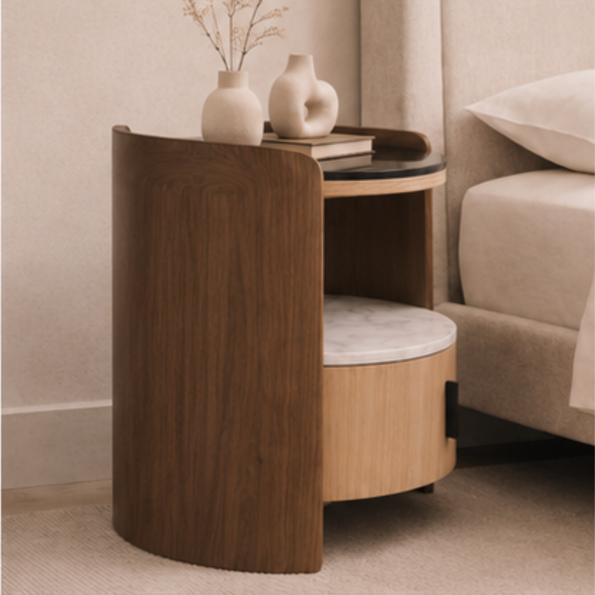 Noir Marble Bedside Table