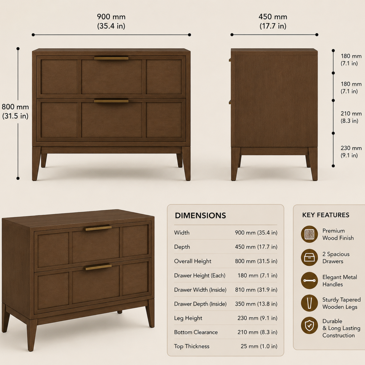 Harrison Two-Drawer Nightstand