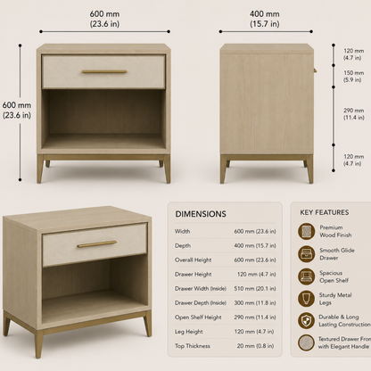 Scandinavian Oak 2-Drawer Nightstand