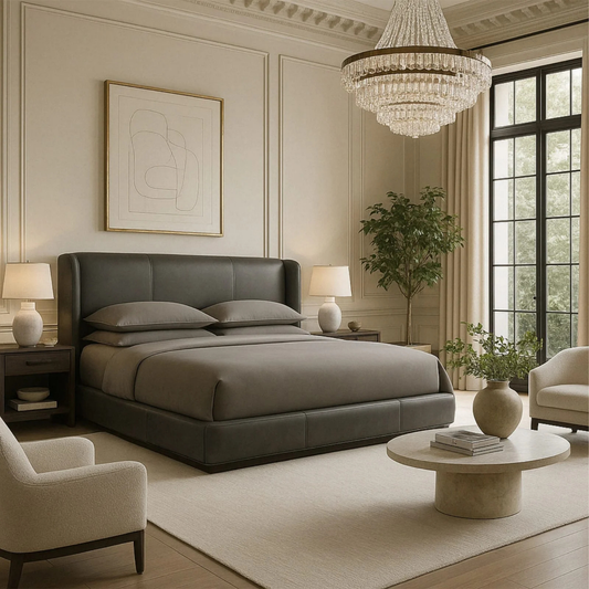 Modern Upholstered Wingback Bed