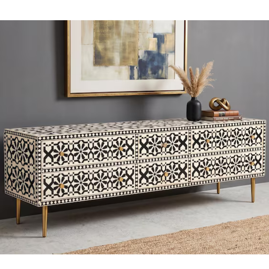 Mosaic Luxe Bone Inlay Media Console