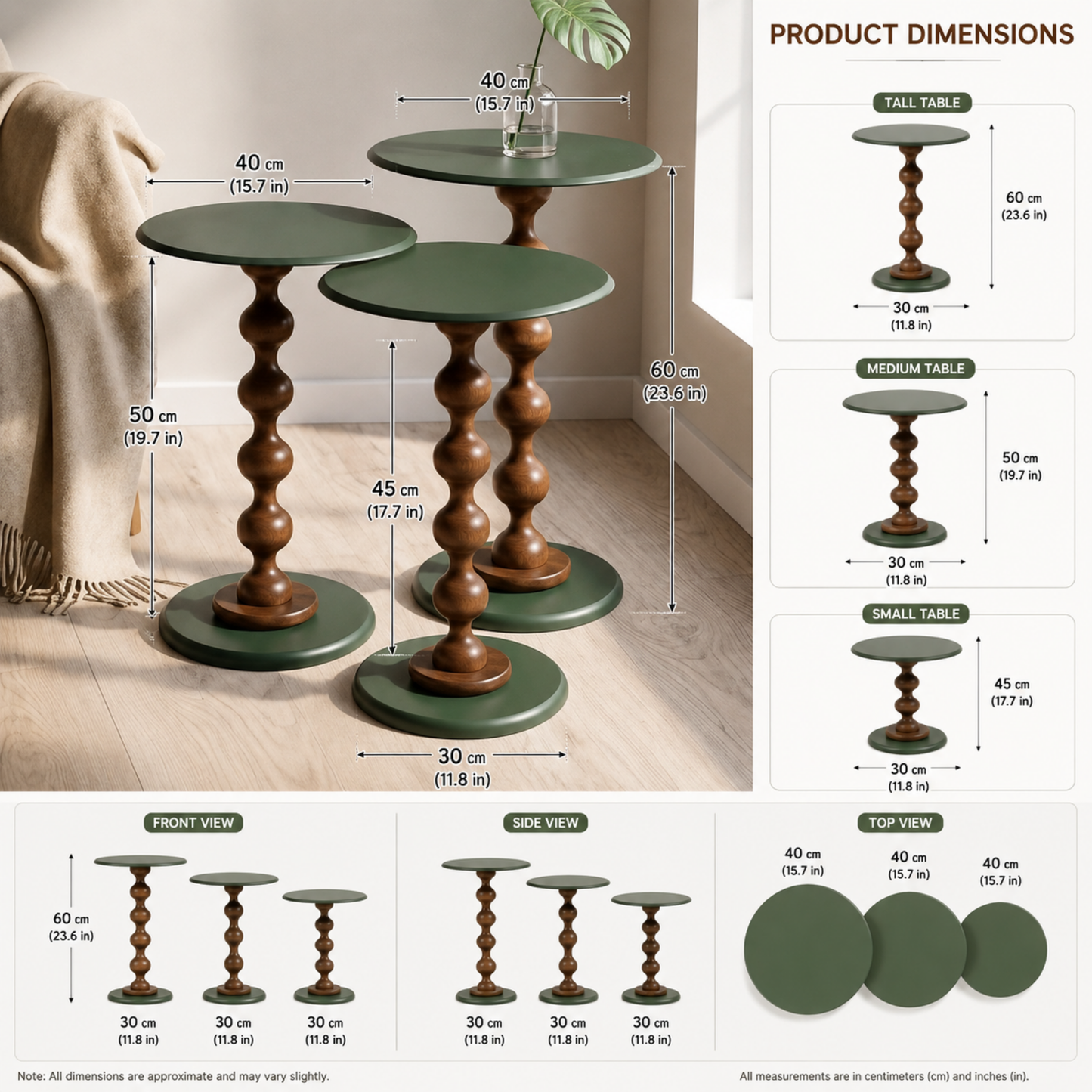 Verde Spindle Nesting Side Tables (Set of 3)