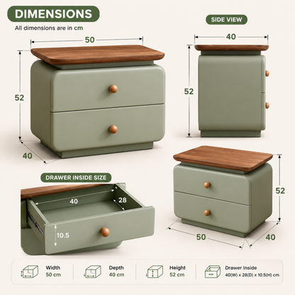 SageCurve Bedside Table