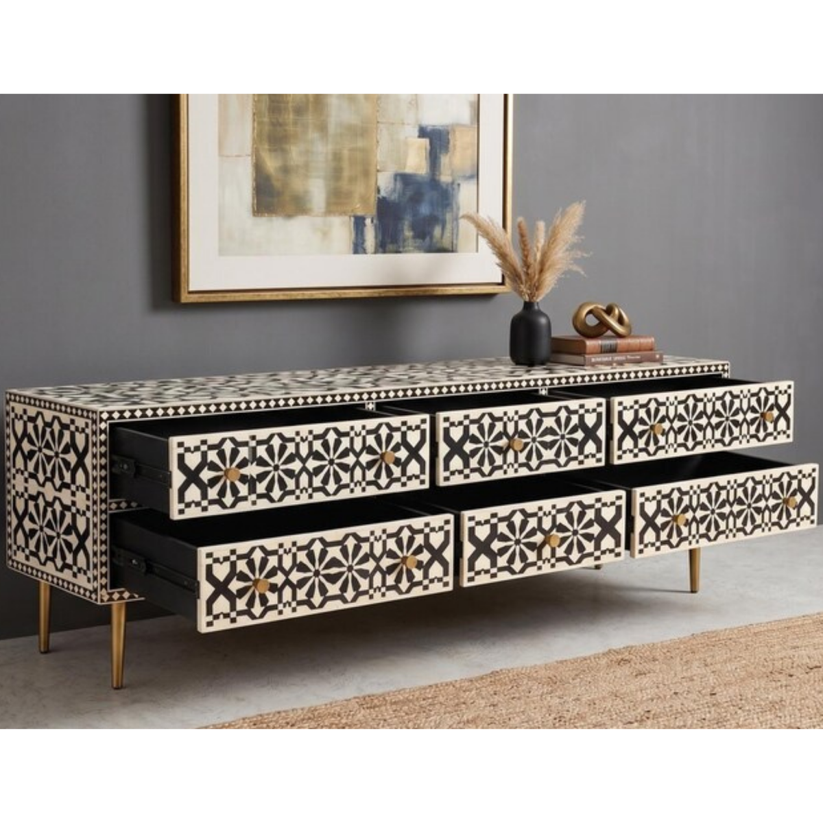 Mosaic Luxe Bone Inlay Media Console