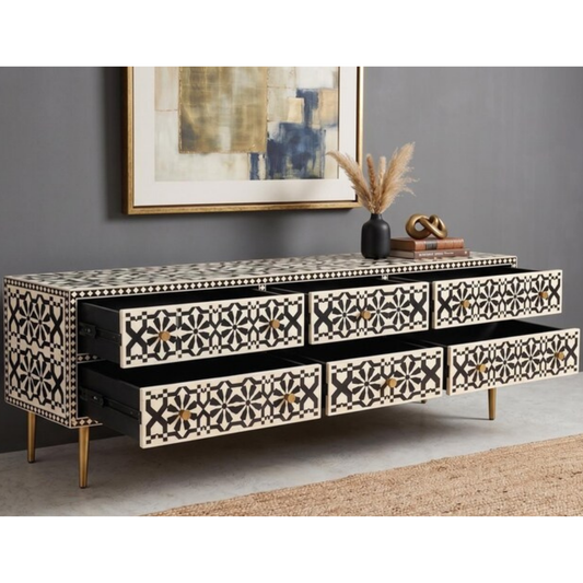 Mosaic Luxe Bone Inlay Media Console