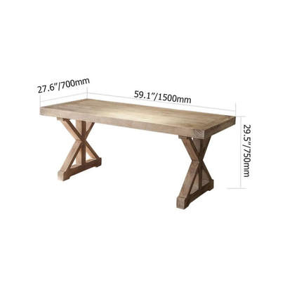 Modern Farmhouse 59" Walnut Pine Wood Desk