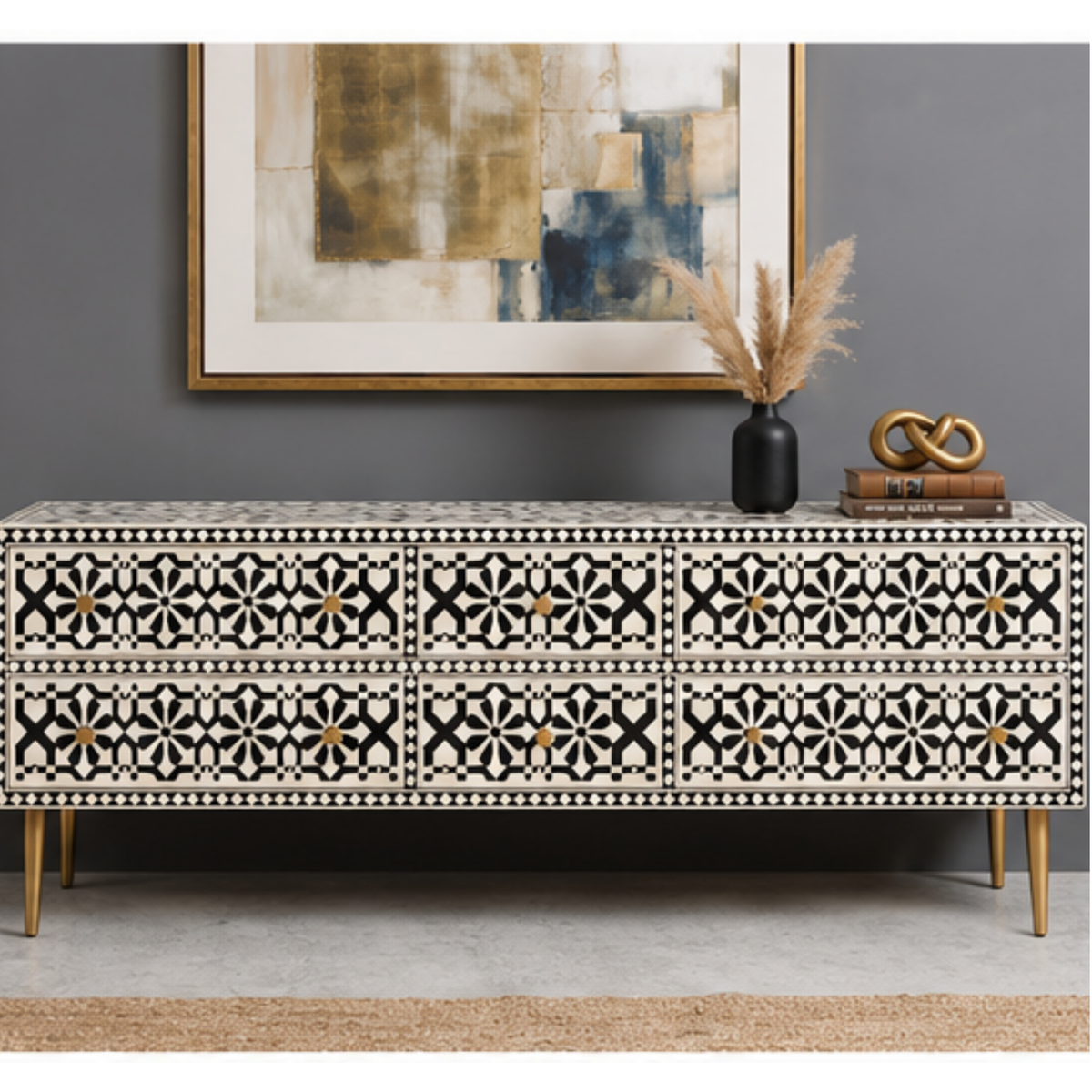 Mosaic Luxe Bone Inlay Media Console