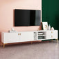 Modern Fluted TV Stand with Gold Accents