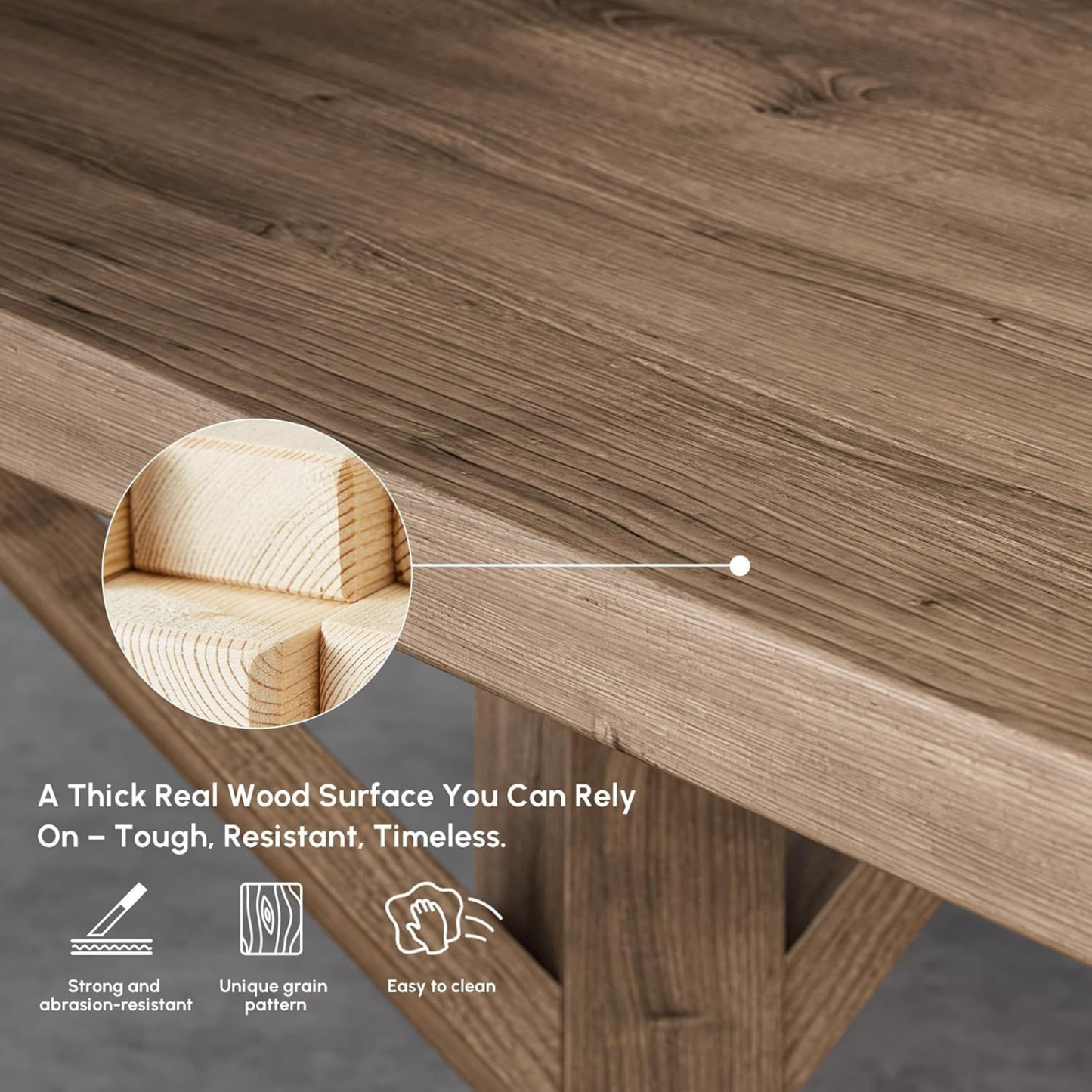 Modern Farmhouse 59" Walnut Pine Wood Desk