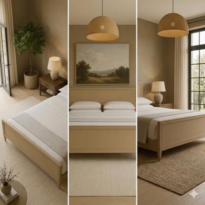Classic Panel Bed with Textured Headboard