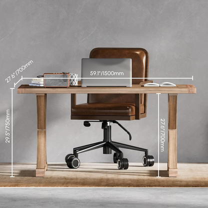 Modern Farmhouse 59" Walnut Pine Wood Desk