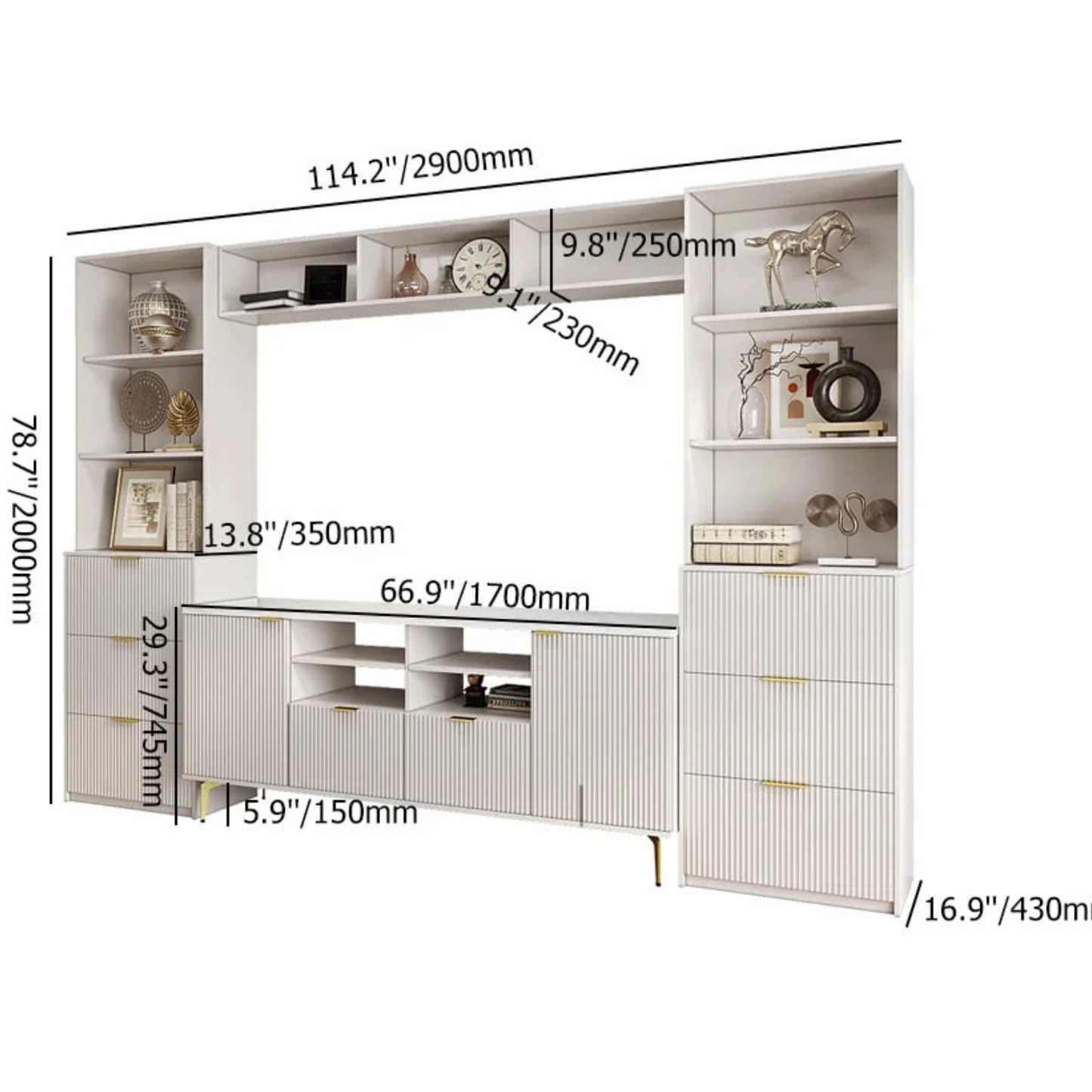 Modern Entertainment Center with Storage Shelves