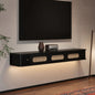 Modern Floating TV Stand with Rattan Accents