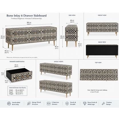 Mosaic Luxe Bone Inlay Media Console