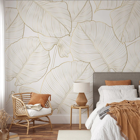 Golden Leaf Contour Wallpaper