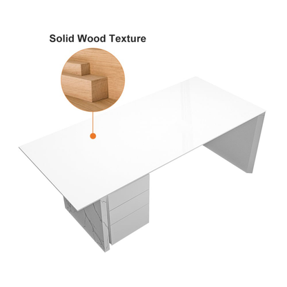 Modern 60" White Wood Desk with Movable Cabinet