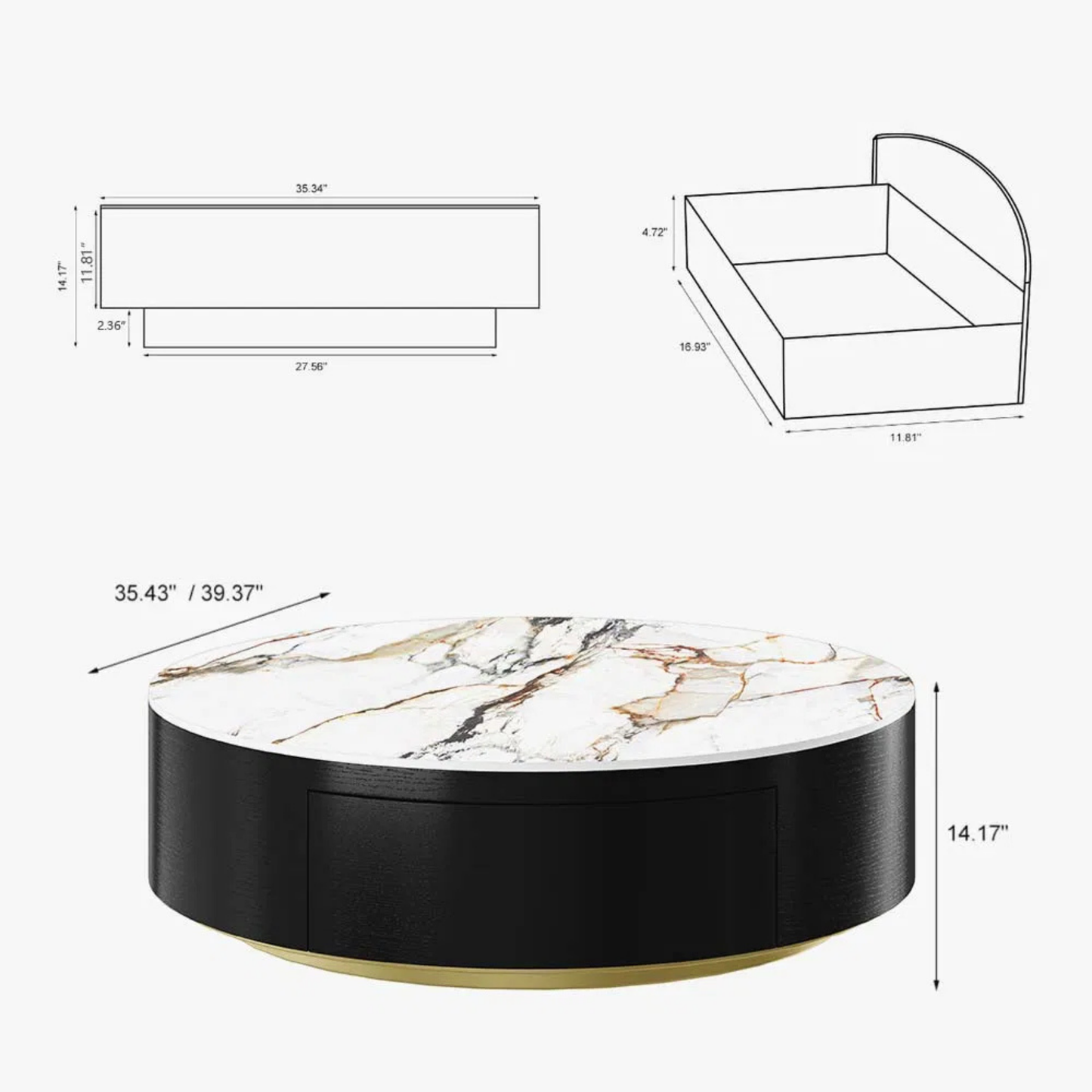 Modern Round Storage Coffee Table