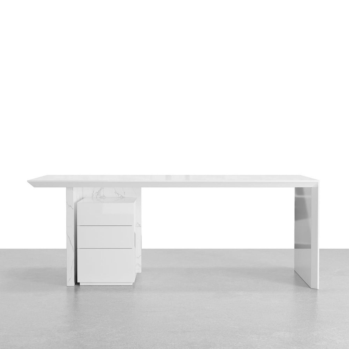 Modern 60" White Wood Desk with Movable Cabinet