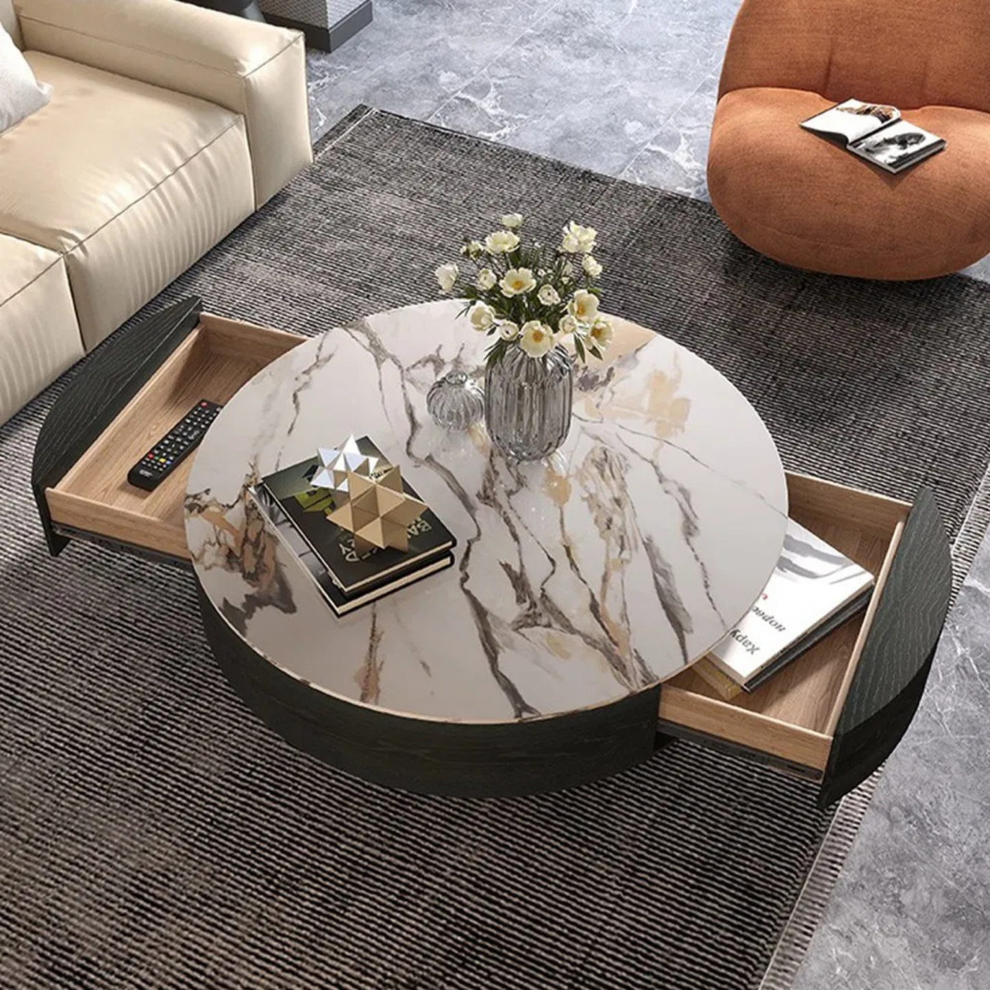 Modern Round Storage Coffee Table