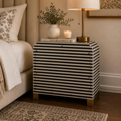 Noir Arch Bone Inlay Bedside Table