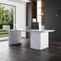 Modern 60" White Wood Desk with Movable Cabinet