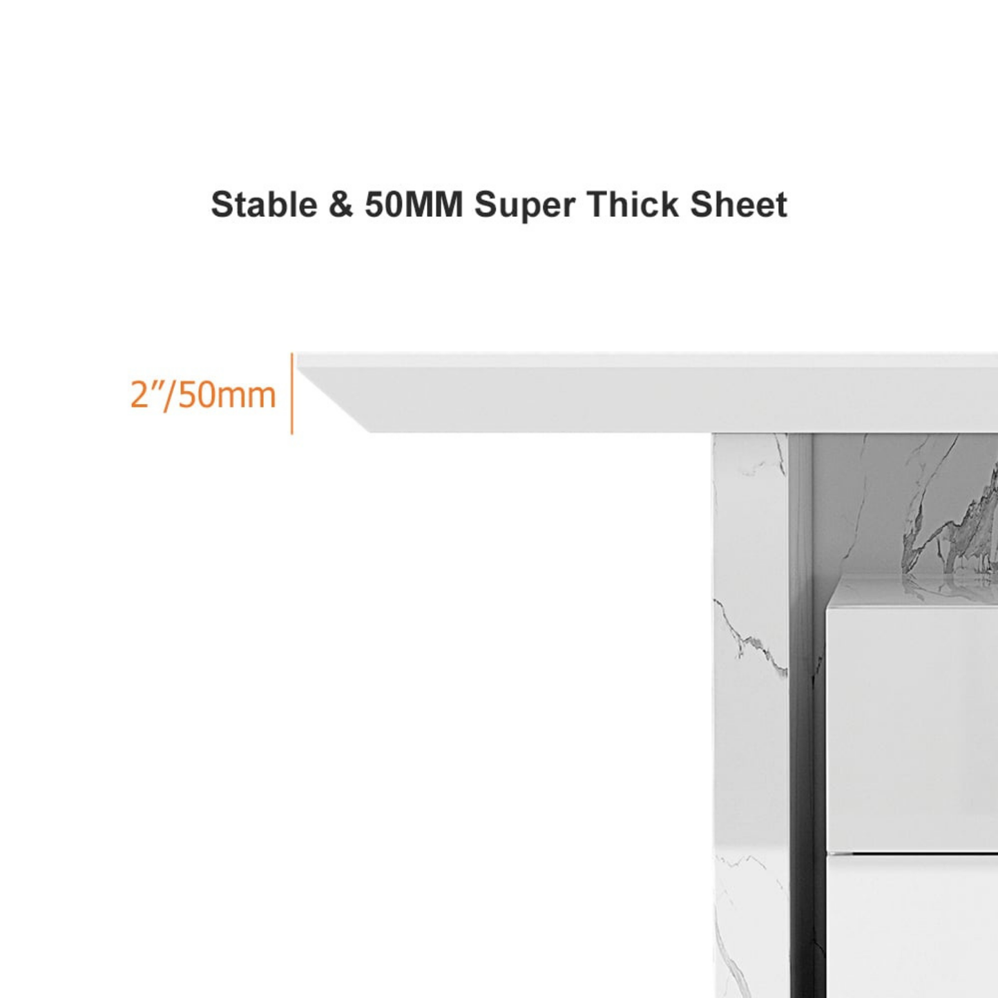 Modern 60" White Wood Desk with Movable Cabinet