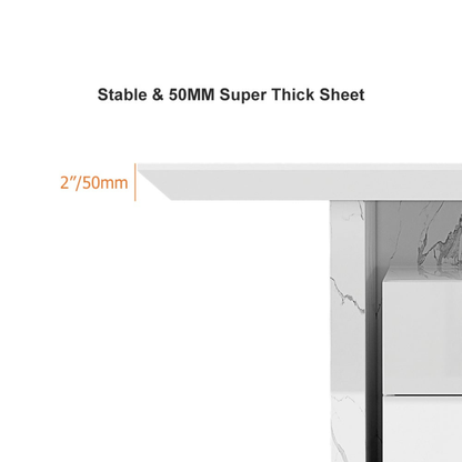Modern 60" White Wood Desk with Movable Cabinet
