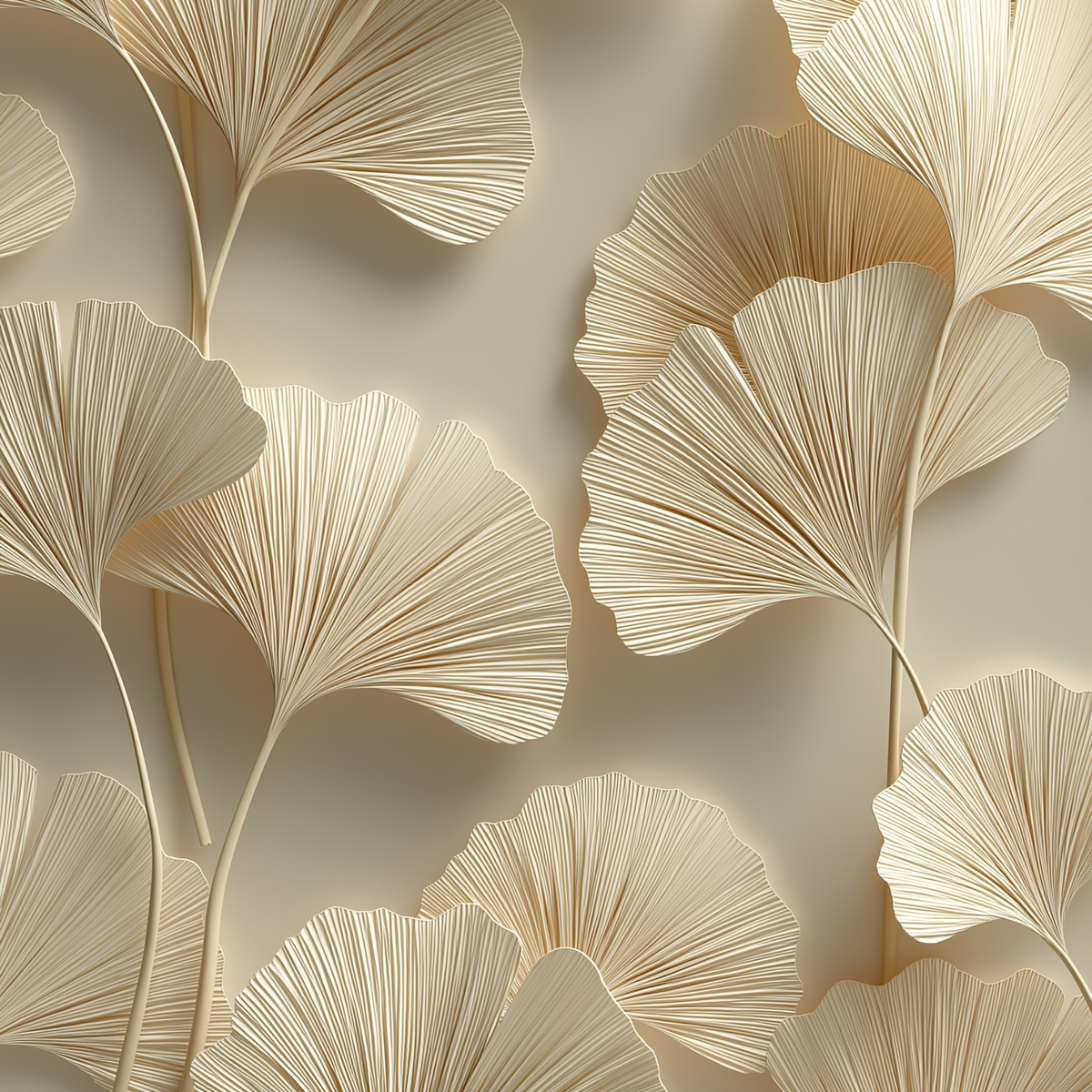 Ivory Ginkgo Elegance Wall Mural
