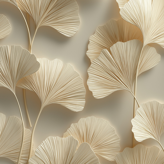 Ivory Ginkgo Elegance Wall Mural