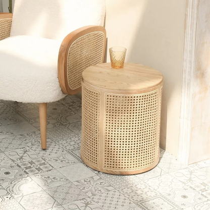 Luna Rattan Storage Side Table